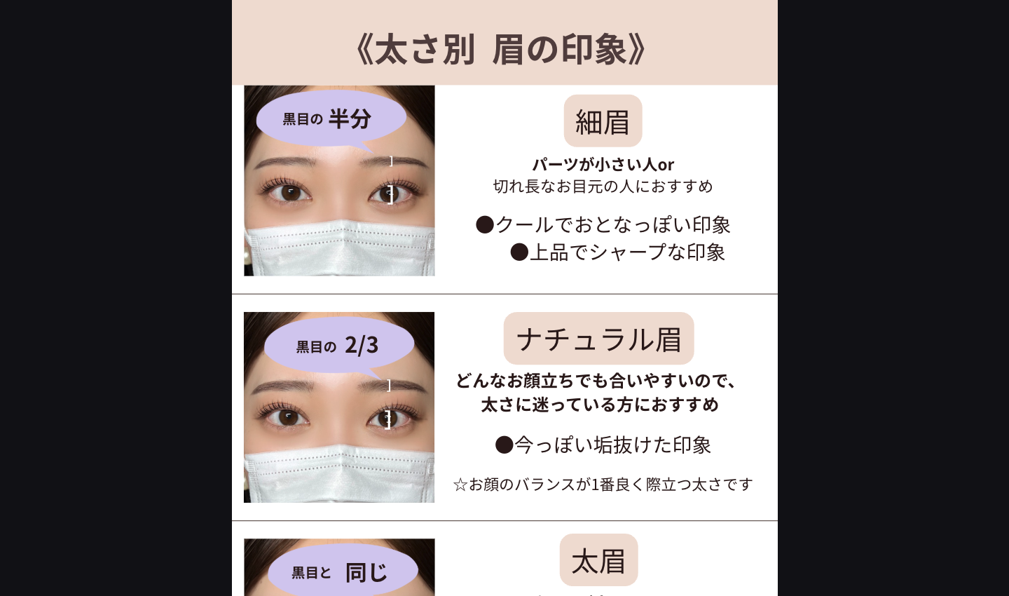 太さ別印象の違い